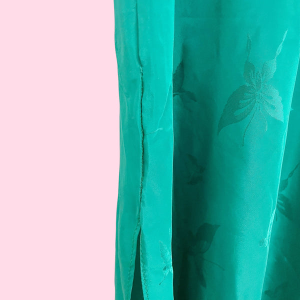 GREEN BUTTERFLY MAXI SLIP DRESS (S)
