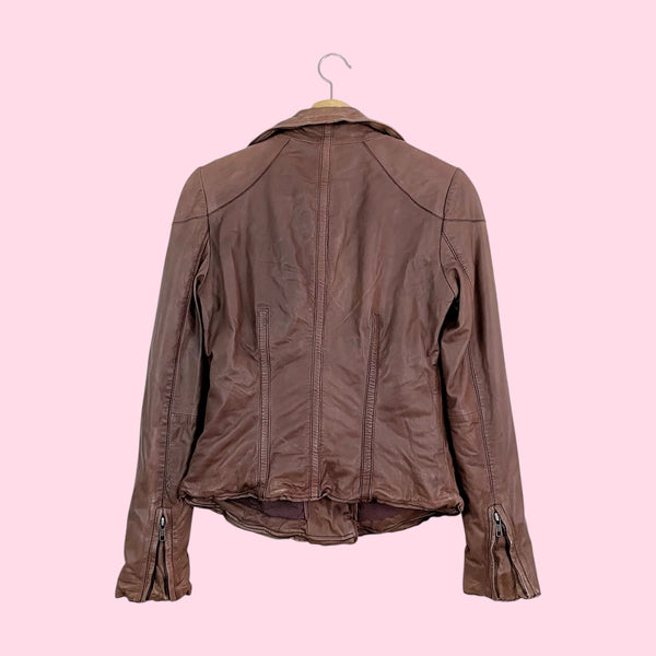 Muubaa Brown Leather Moto Jacket (6)