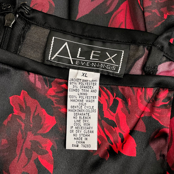 BLACK ROSE PRINT SATIN TANK (XL)