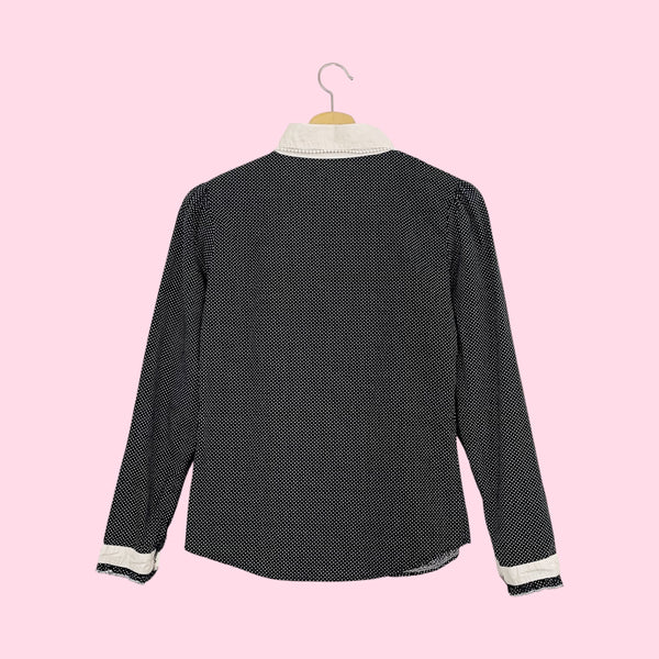 Black + White Polka Dot Blouse (S)
