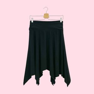 BLACK ASYMMETRICAL MIDI SKIRT (S/M)