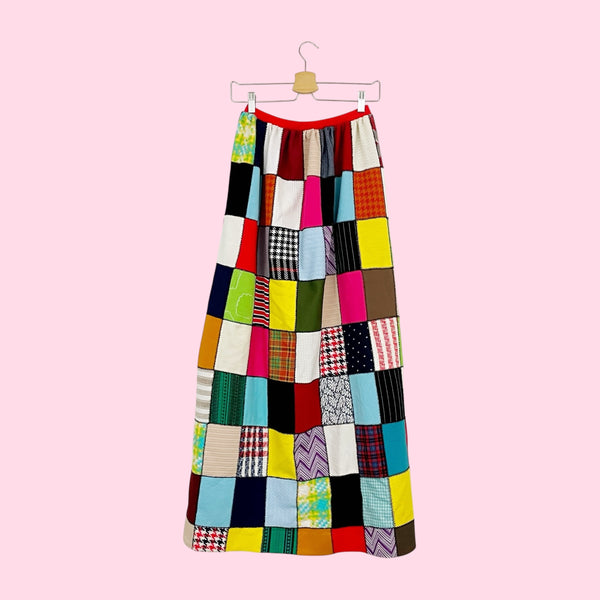 70S PATCHWORK MAXI SKIRT (S)