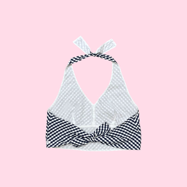 GINGHAM COTTON HALTER TOP (L)