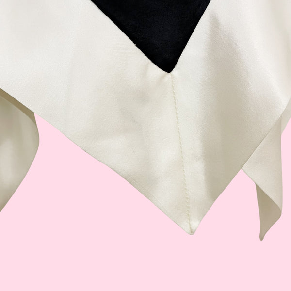 BEBE BLACK + WHITE ASYMMETRICAL SATIN SKIRT (4)