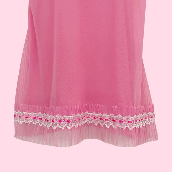RAMPAGE PINK PLEATED MESH BABYDOLL (S)