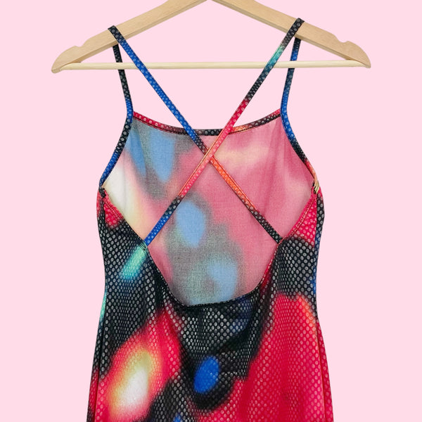 PRINTED TEXTURED MIDI DRESS (S)
