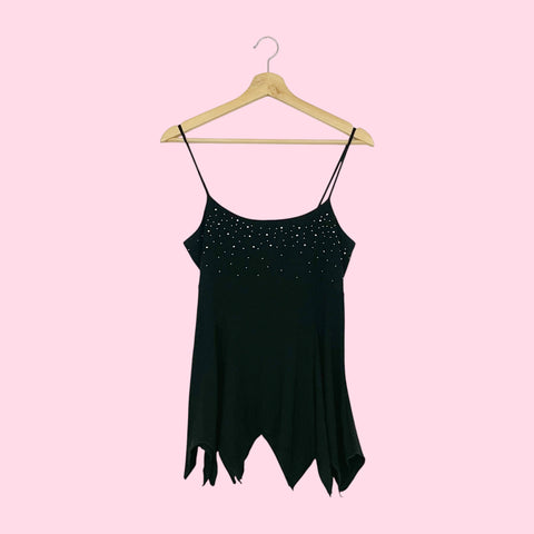 BLACK STUDDED ASYMMETRICAL TANK (S/M)