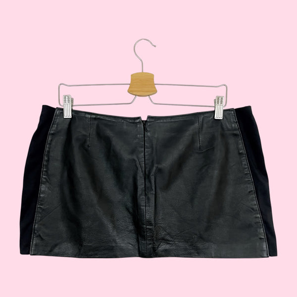 BLACK LEATHER MICRO MINI SKIRT (XL)
