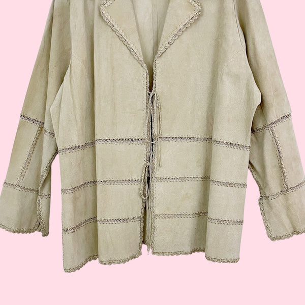TAN SUEDE PATCHWORK JACKET (XL)
