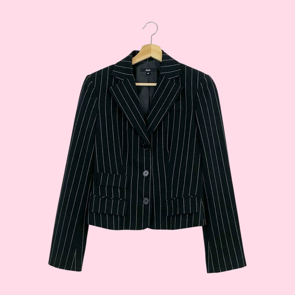 Y2K BLACK + PINK PINSTRIPE 2 PIECE SUIT (S)