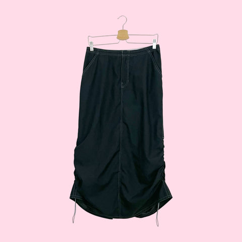 BLACK UTILITY MAXI SKIRT (S)