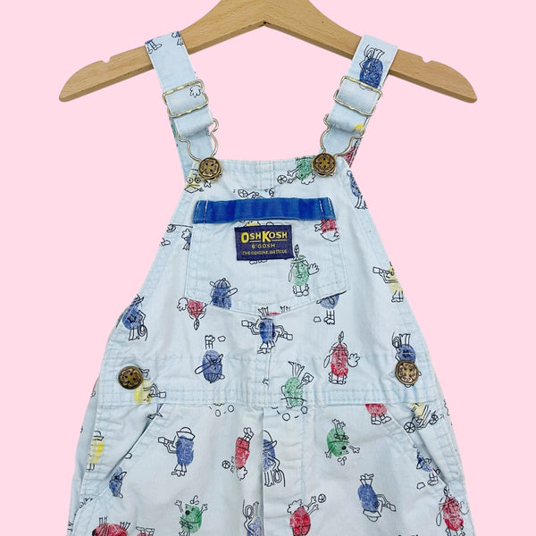 90S OSHKOSH B'GOSH THUMBPRINT OVERALLS (2T)