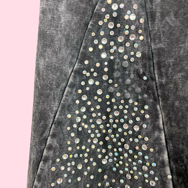 T Party Mineral Wash Rhinestone Flare Yoga Pants (S)