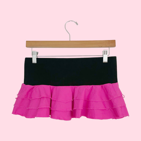 Y2K Pink Ruffle Micro Mini Skirt (S)