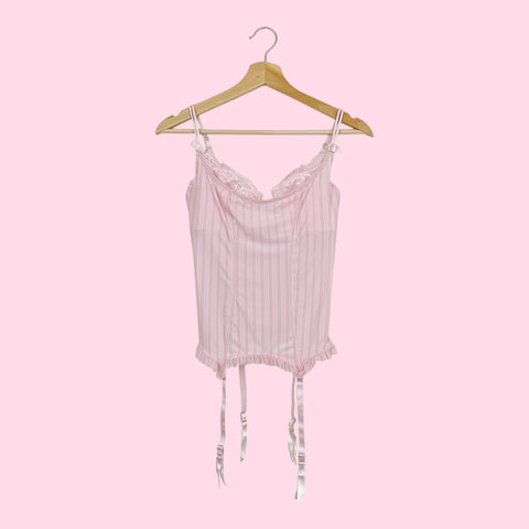 PINK PINSTRIPE CORSET TOP (S)