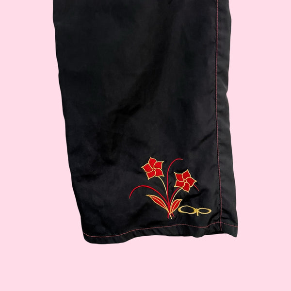 Y2K Op Embroidered Nylon Pants (M)