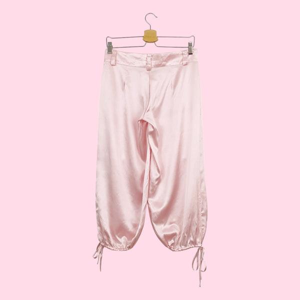 LIGHT PINK SILK CARGO CAPRIS (S)