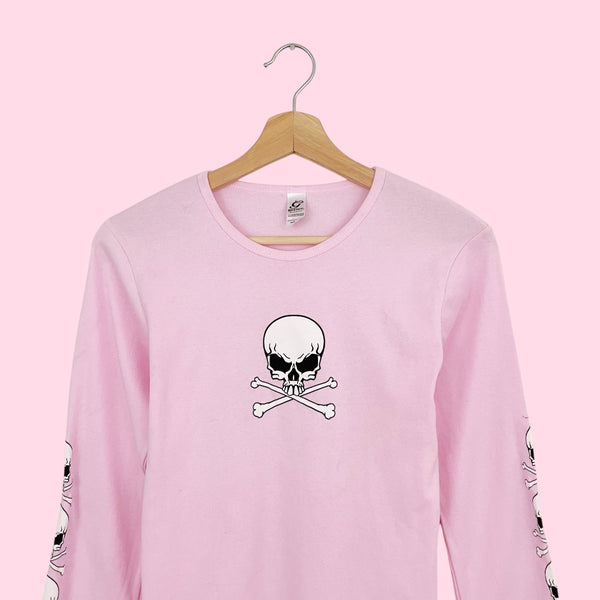 PINK SKULL LONG SLEEVE T-SHIRT (S/M)