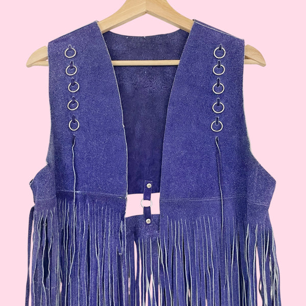 60S / 70S PURPLE SUEDE FRINGE VEST (M)