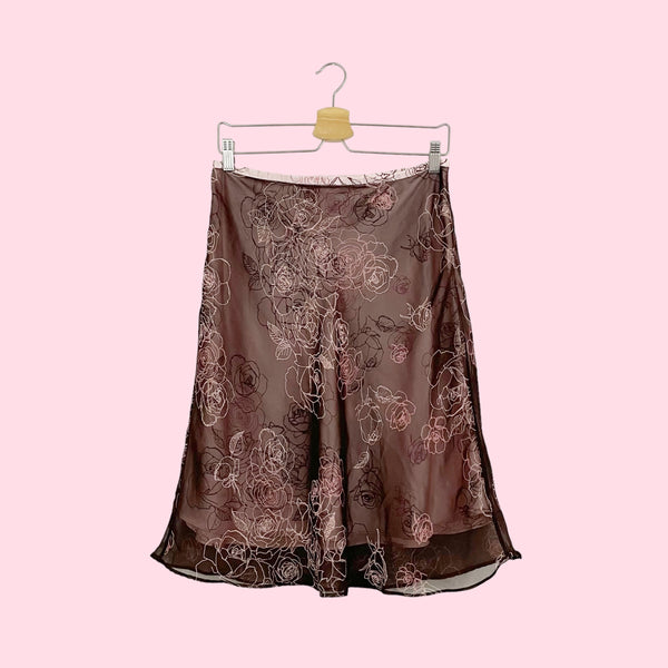 BROWN FLORAL MIDI SKIRT (8)