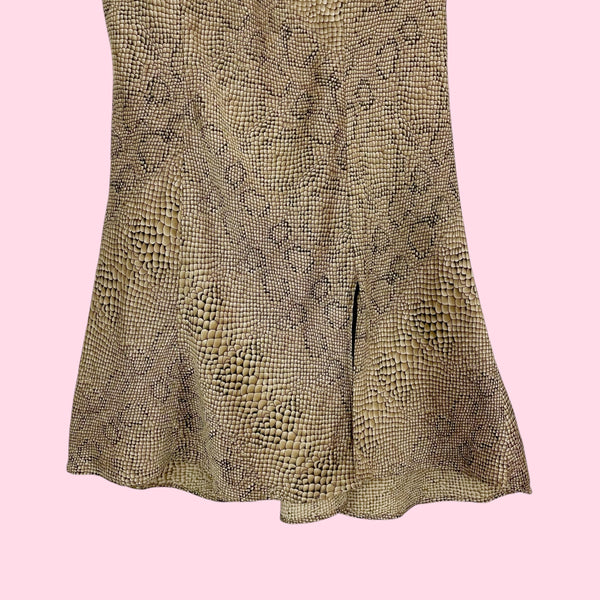 90S VICTORIA'S SECRET SNAKE PRINT SILK SLIP DRESS (S)