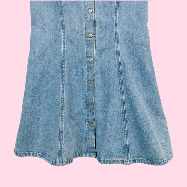 90S DENIM BUTTON UP MINI DRESS (M)