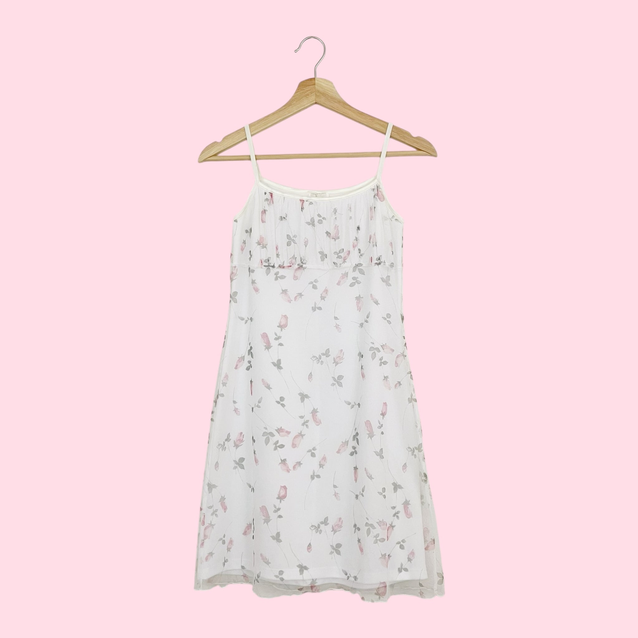 FLORAL MESH MILKMAID MINI DRESS (XS/S)