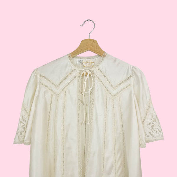 70s Cream Open Front Lingerie Top (S)