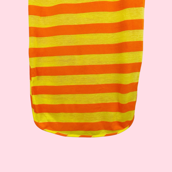 ORANGE + YELLOW STRIPED MAXI DRESS (S)