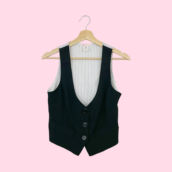 BLACK + PINSTRIPE VEST (M)