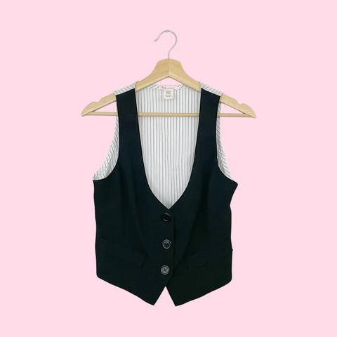 BLACK + PINSTRIPE VEST (M)