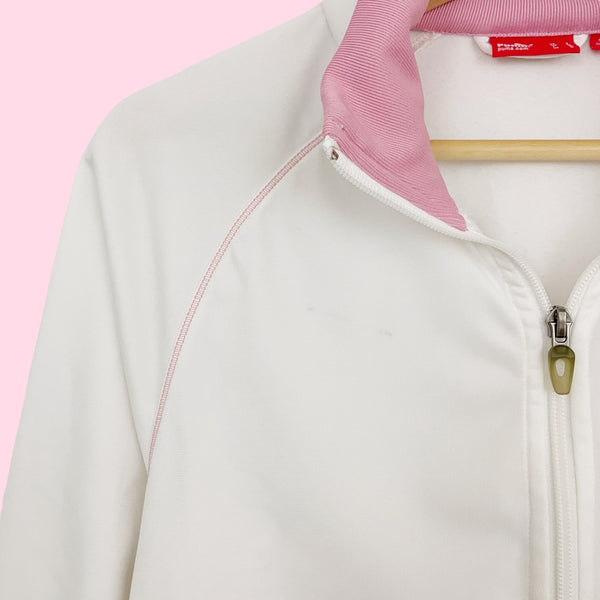 Y2K PUMA WHITE + PINK TRACK JACKET (S)