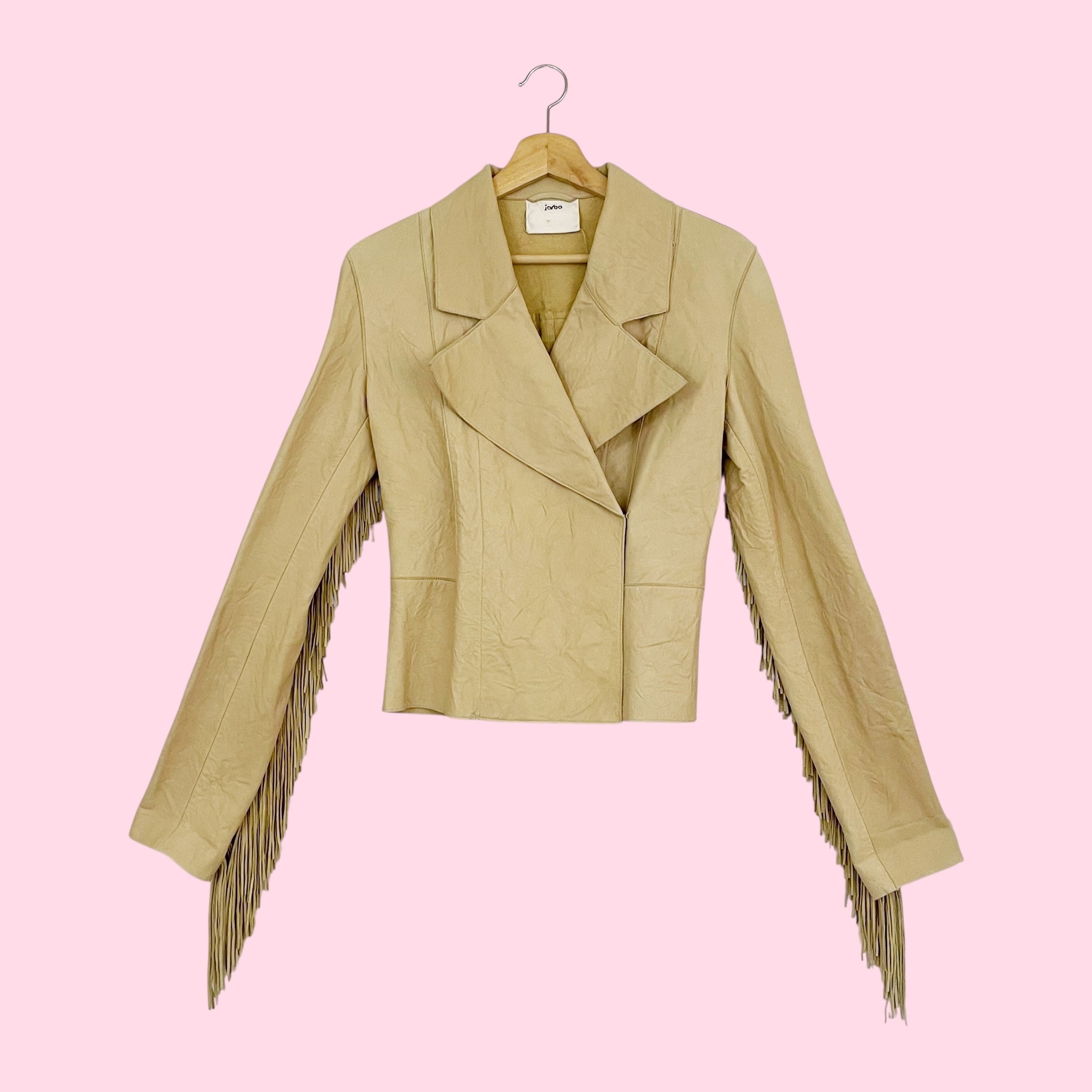 JARBO TAN FRINGE LEATHER JACKET (S)