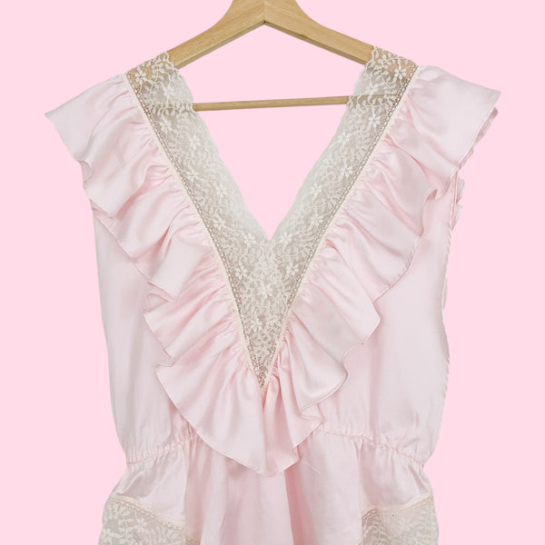 80S LIGHT PINK RUFFLE TEDDY (L)
