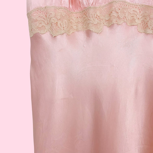 40s PINK SATIN LINGERIE DRESS (S)