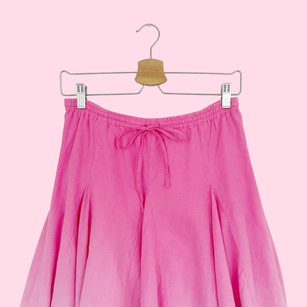 PINK + WHITE OMBRE LINEN MIDI SKIRT (XS/S)