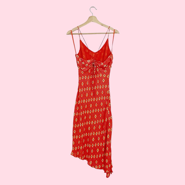 PRINTED ASYMMETRICAL MIDI DRESS (M)