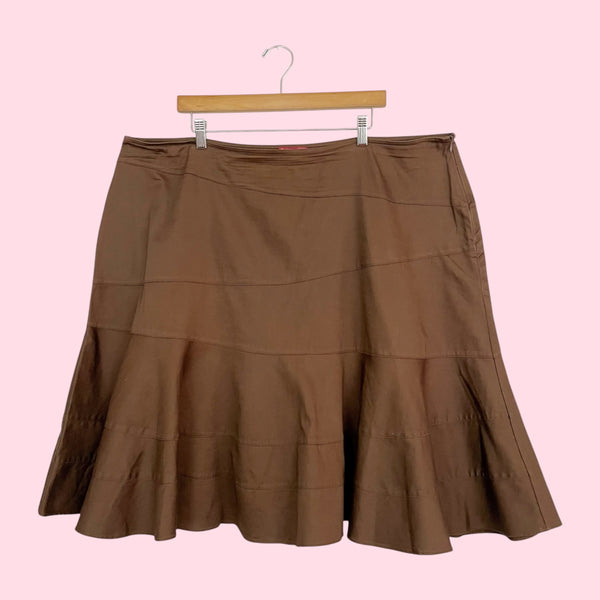 Brown Paneled Midi Skirt (20W)
