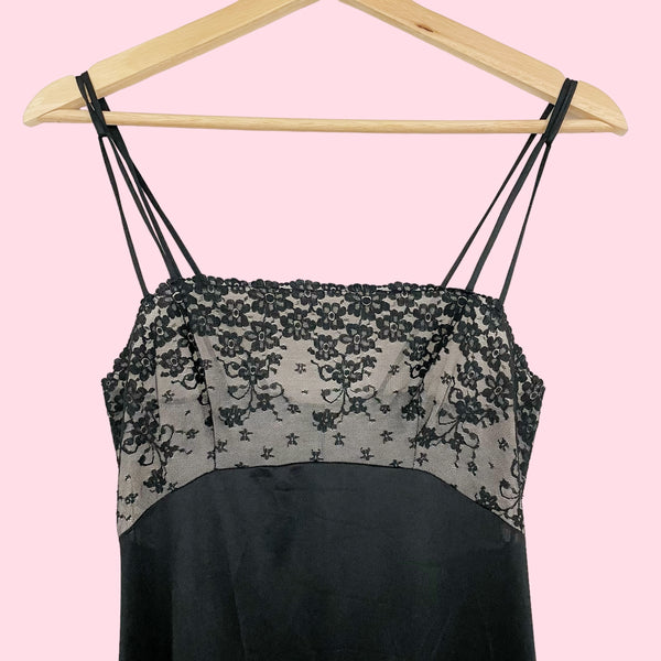 FLORAL LACE NYLON NIGHTGOWN (XS)
