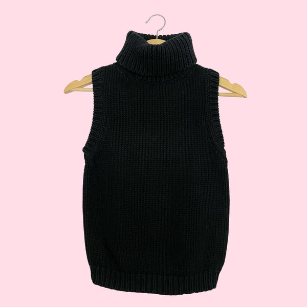 Ralph Lauren Black Sleeveless Knit Turtleneck (S)
