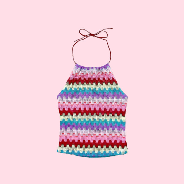 WAVY KNIT HALTER TOP (XXS)