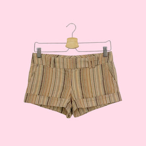 TAN STRIPED LOW RISE SHORTS (XS)