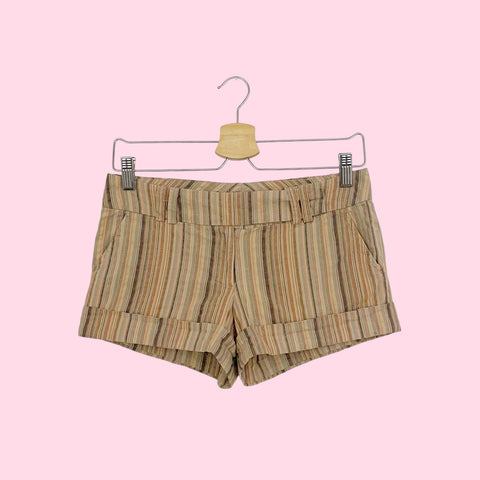 TAN STRIPED LOW RISE SHORTS (XS)