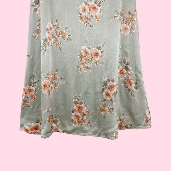 GRAY FLORAL SATIN MAXI SKIRT (25)