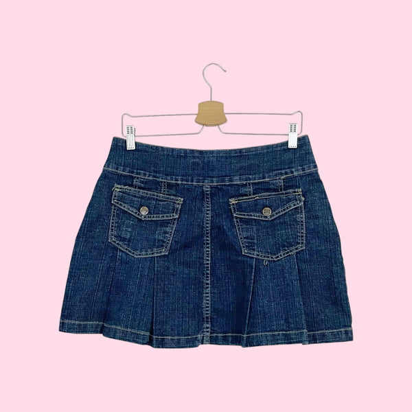 DARK DENIM PLEATED MINI SKIRT (11/12)