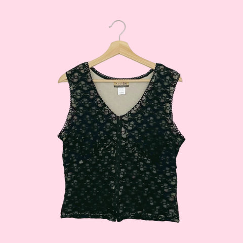 BLACK LACE HOOK & EYE TANK (XL)