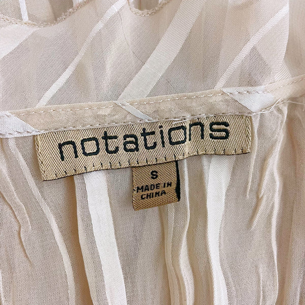 Y2K BEIGE SHEER STRIPED TIE FRONT TOP (S)