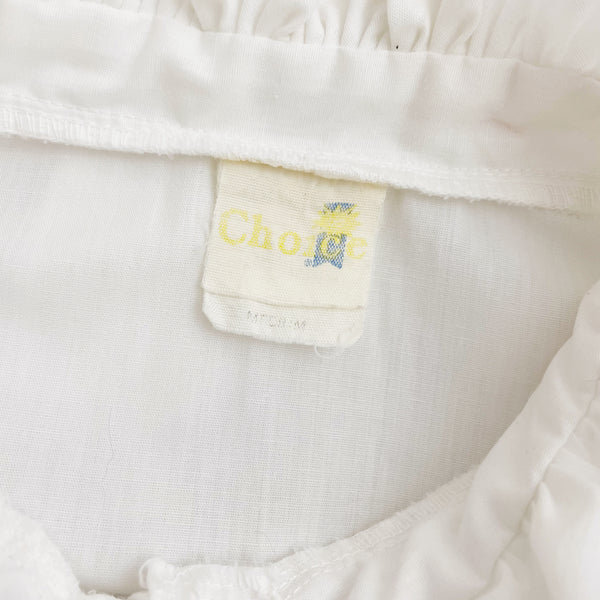 WHITE RUFFLE PRAIRIE BLOUSE (M)