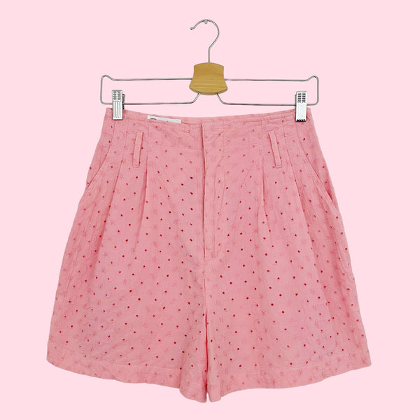 PINK EYELET TROUSER SHORTS (26)