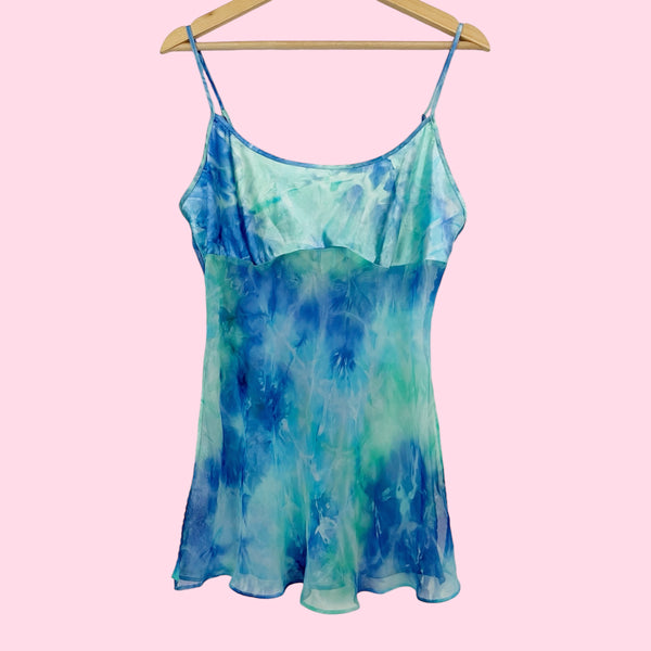 Blue + Green Tie Dye Babydoll Top (M)